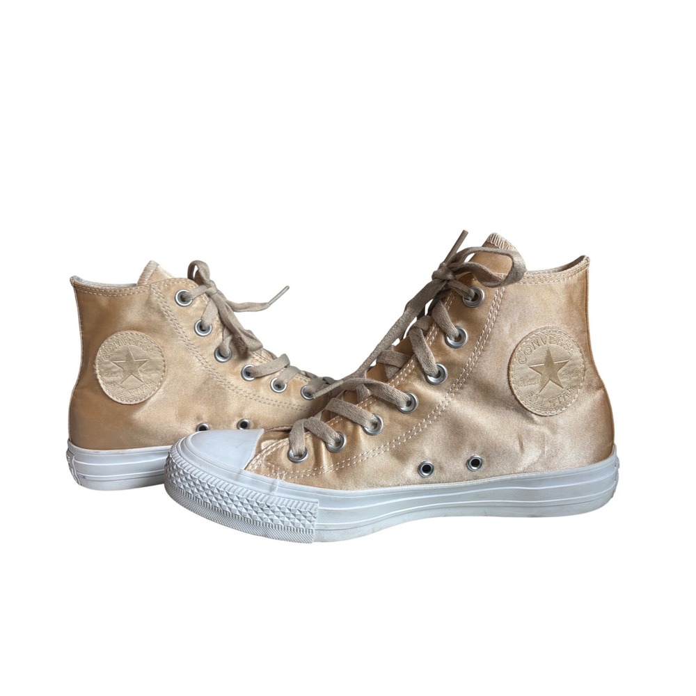 Converse Chuck Taylor All Star High Top Satin Champagne Gold Sneakers Women 7